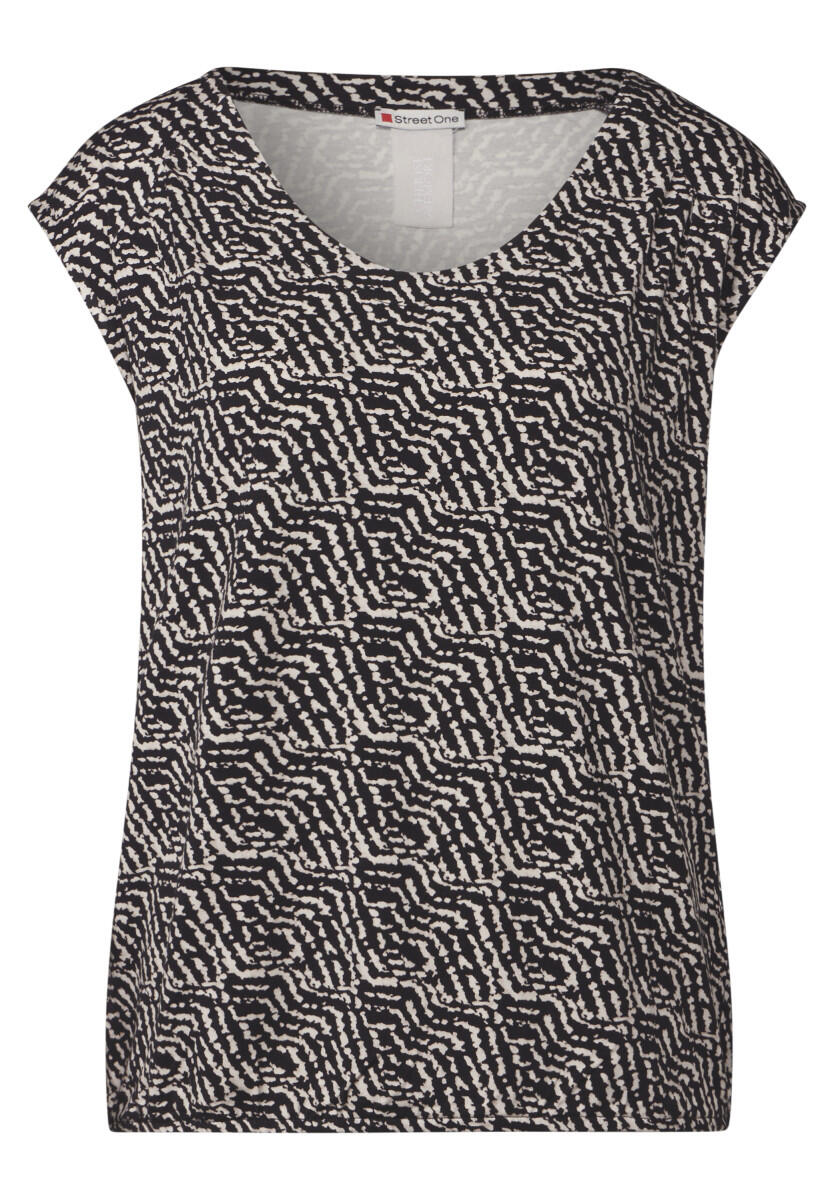 Street One - Gemustertes Jersey-Shirt schwarz - Gr. - 36 von Street One