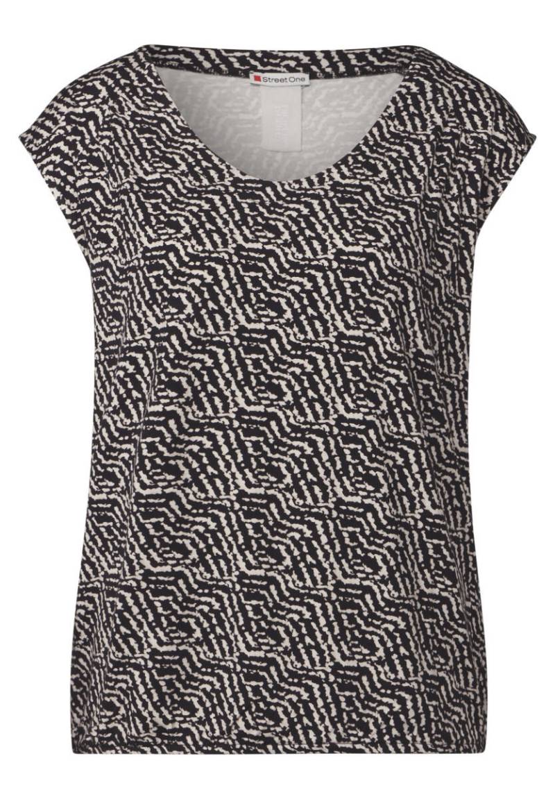 Street One - Gemustertes Jersey-Shirt schwarz - Gr. - 36 von Street One