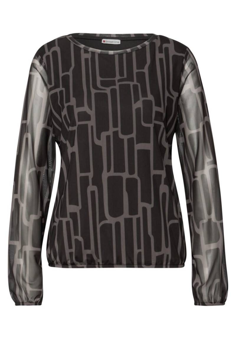 Street One - Gemustertes Mesh Shirt braun - Gr. - 44 von Street One