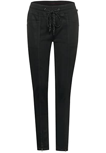Street One Jeans Damen Joggpants Loose Fit Low Waist Slim Legs Coated Black Coating Soft Wash 30W / 30L von Street One