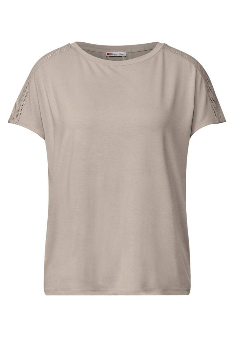 Street One - Jersey-Shirt mit Mesh-Detail beige - Gr. - 42 von Street One
