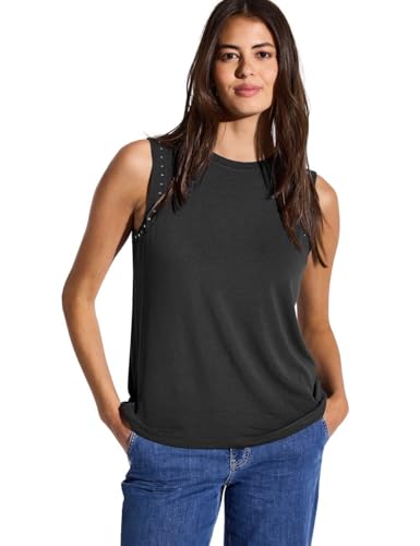 Street One Damen A323319 Jerseytop mit Nieten, Granite Grey, 36 von Street One