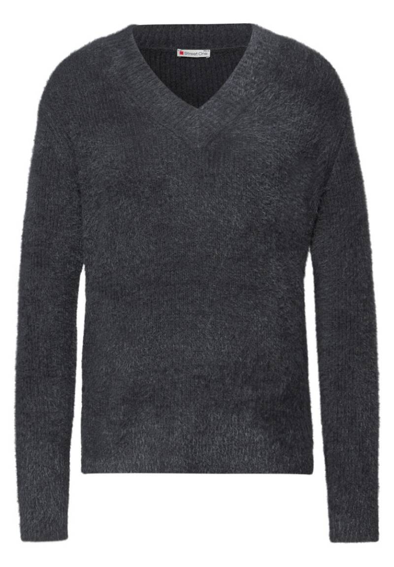 Street One - Kuscheliger V-Neck Pullover grau - Gr. - 34 von Street One