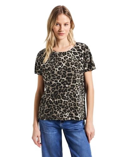 Street One Damen A323345 Shirt mit Leo-Muster, Schwarz, 38 von Street One