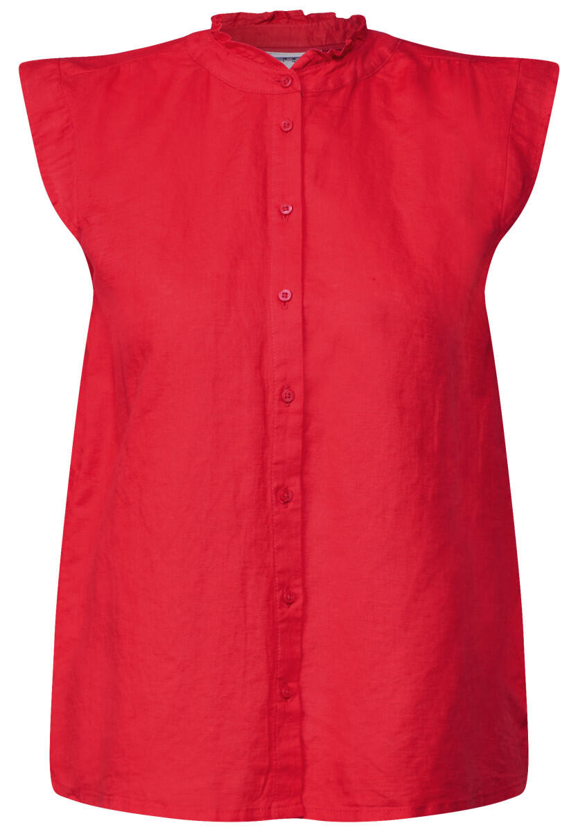 Street One - Leinenmix-Bluse mit Rüschen rot - Gr. - 38 von Street One