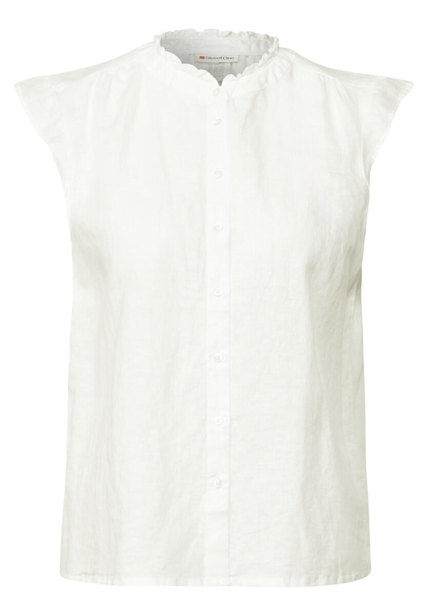 Street One - Leinenmix-Bluse mit Rüschen weiß - Gr. - 42 von Street One