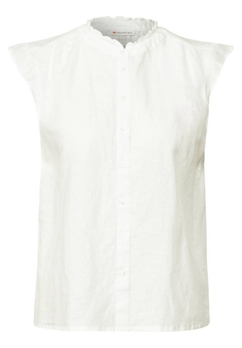 Street One - Leinenmix-Bluse mit Rüschen weiß - Gr. - 42 von Street One