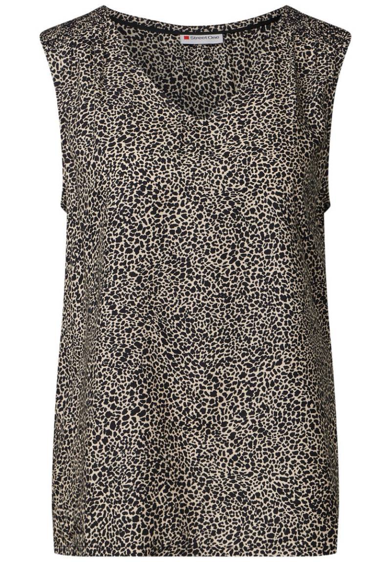 Street One - Leo-Bluse mit Smock-Details beige/schwarz - Gr. - 34 von Street One