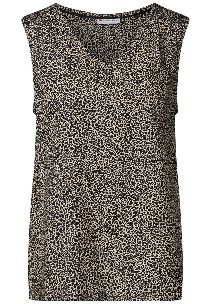 Street One - Leo-Bluse mit Smock-Details beige/schwarz - Gr. - 36 von Street One