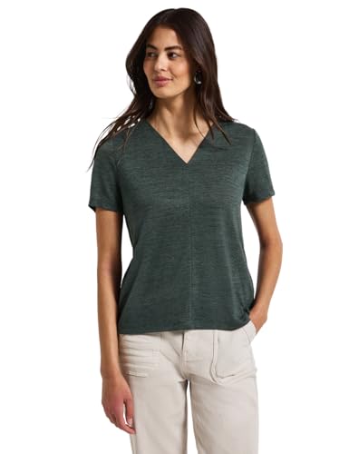 Street One Damen A323335 V-Neck Shirt in Leinen-Optik, Mid Green, 38 von Street One