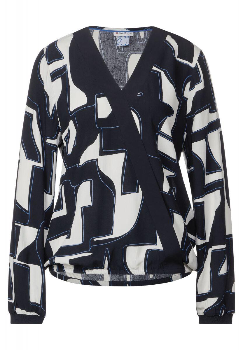 Street One - Print Wickel Bluse blau - Gr. - 40 von Street One