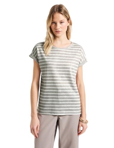 Street One Damen A322699 Gestreiftes T-Shirt, Dark Moonstone Sand, 42 von Street One