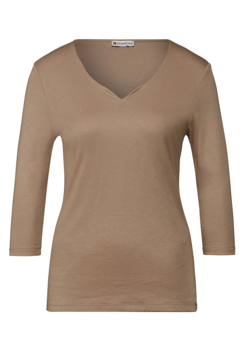 Street One - Shirt mit Herzausschnitt braun - Gr. - 38 von Street One