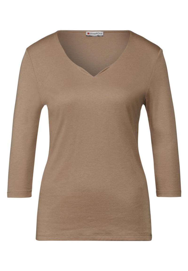 Street One - Shirt mit Herzausschnitt braun - Gr. - 38 von Street One