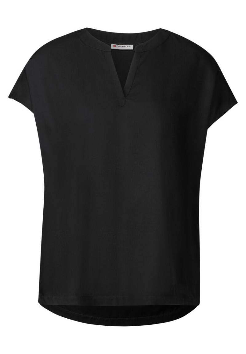Street One - Split Neck Bluse in Unifarbe schwarz - Gr. - 34 von Street One