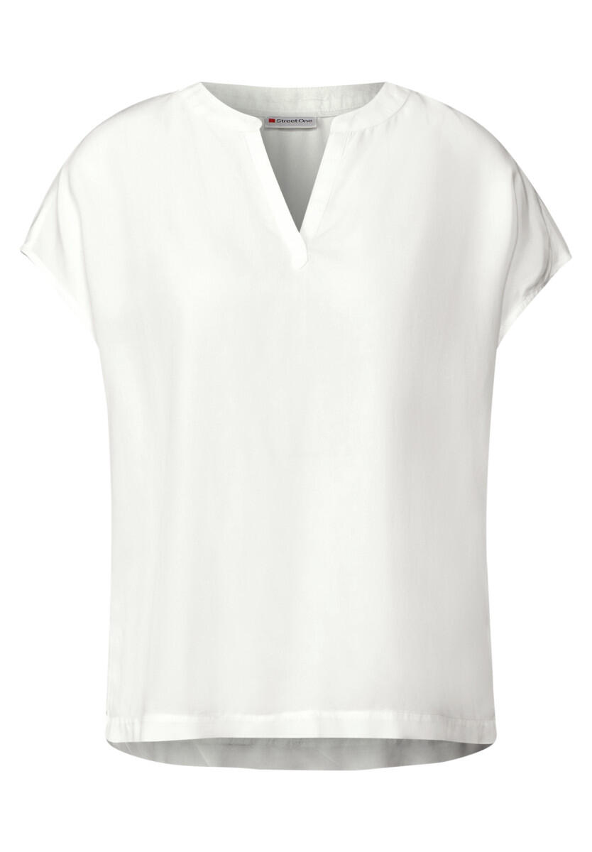 Street One - Split Neck Bluse in Unifarbe weiß - Gr. - 34 von Street One