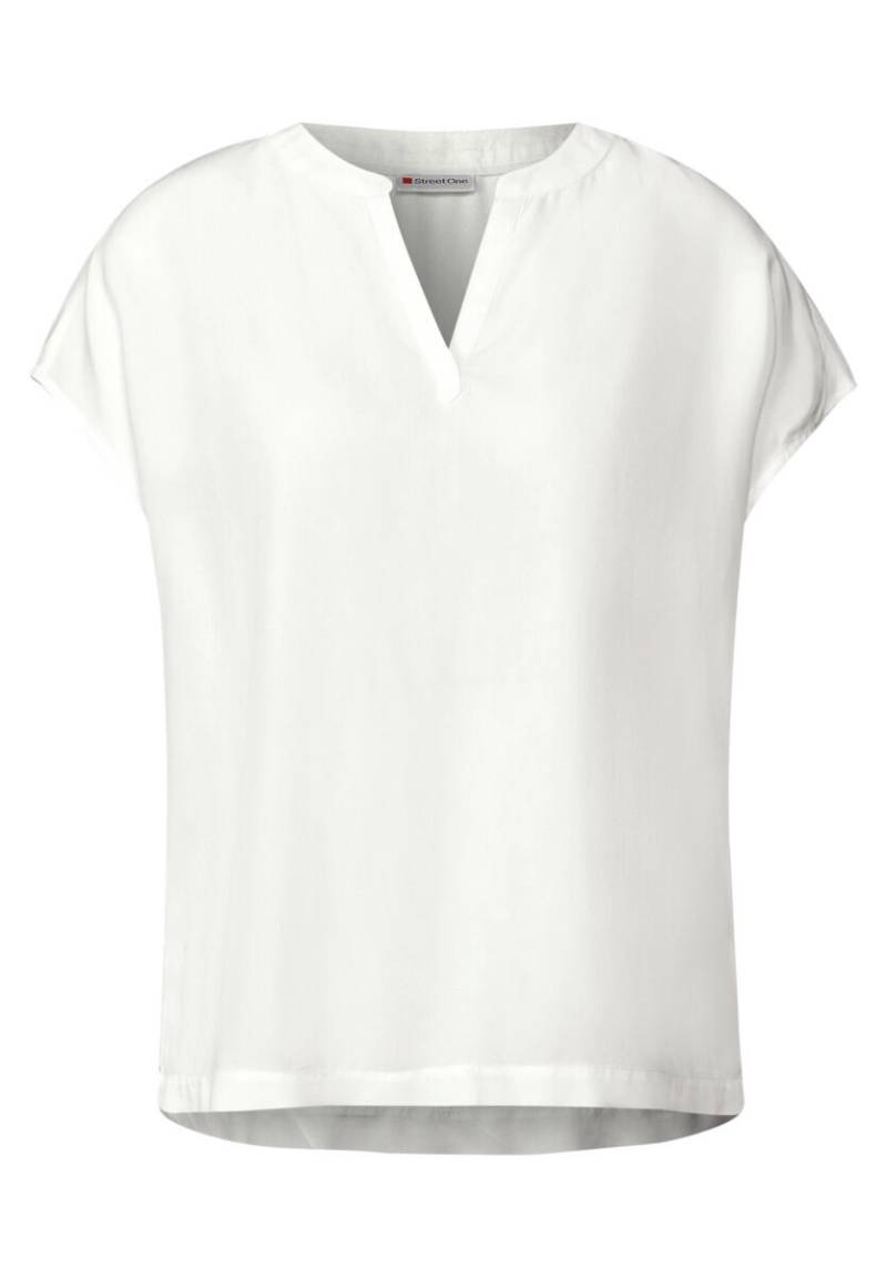 Street One - Split Neck Bluse in Unifarbe weiß - Gr. - 36 von Street One