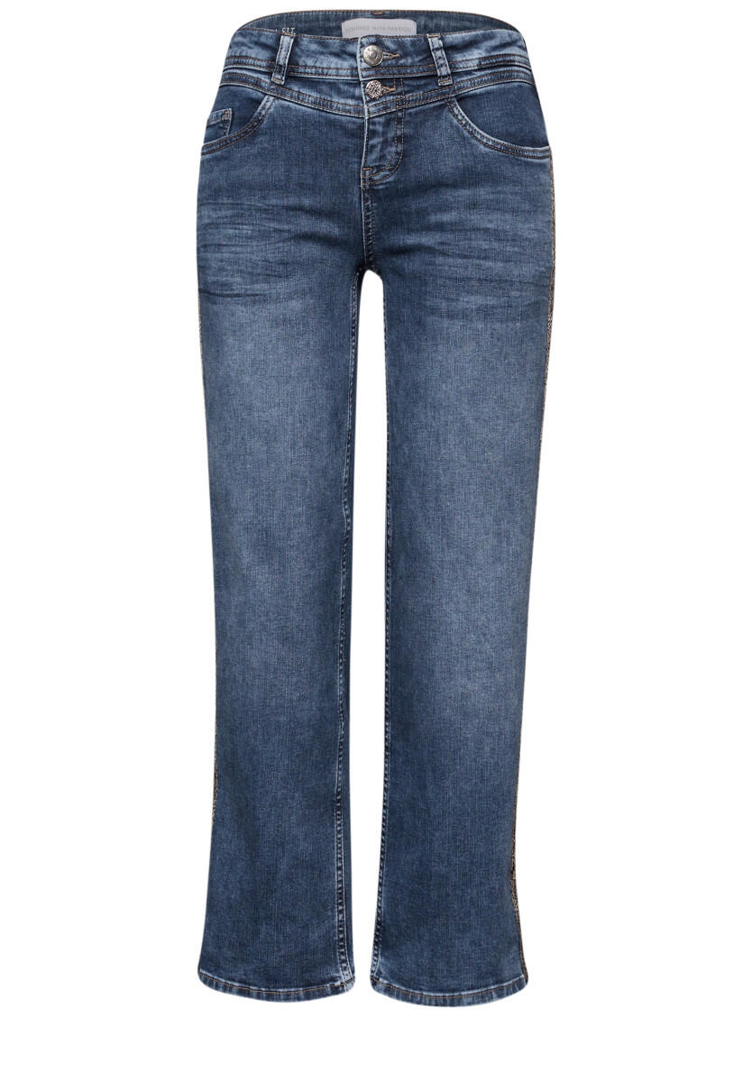 Street One - Straight Leg Jeans mit Tape blau - Gr. - 30/28 von Street One