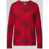 Street One Strickpullover mit geripptem Rundhalsausschnitt in Dunkelrot, Größe 46 von Street One