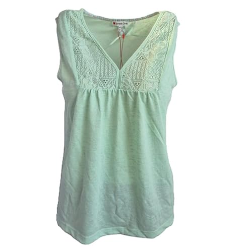 Street Shirt Bluse Damen Mint grün Ärmellos mit Spitze Kurzarm Sommer Freizeit von Street One