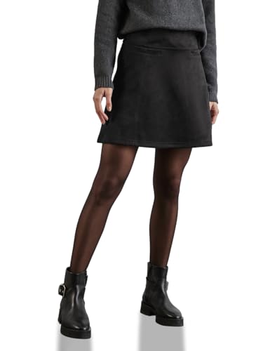 STREET ONE Damen A361615 Rock im Velours-Look,Schwarz, 46 von STREET ONE