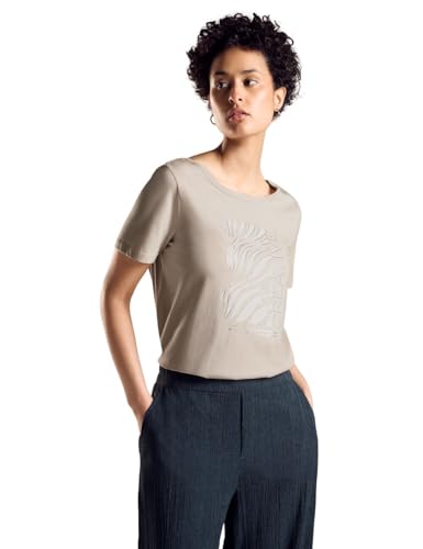 STREET ONE Damen A321681 T-Shirt Mit Frontprint, Smooth Sand Beige, 40 EU STREET ONE Damen A321681 T-Shirt Mit Frontprint, Smooth Sand Beige, 40 EU von STREET ONE