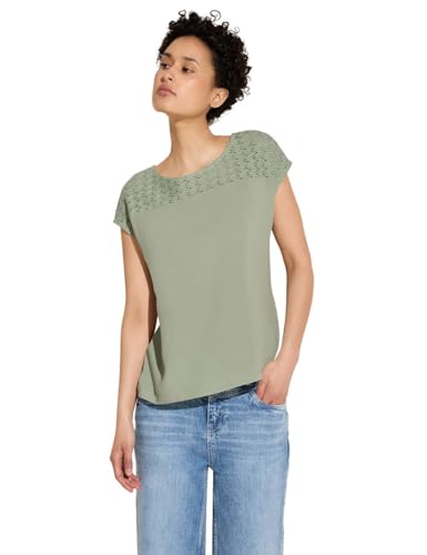 STREET ONE Damen A321490 T-Shirt mit Häkelstruktur, Soft Moss Green, 44 STREET ONE Damen A321490 T-Shirt mit Häkelstruktur, Soft Moss Green, 44 von STREET ONE