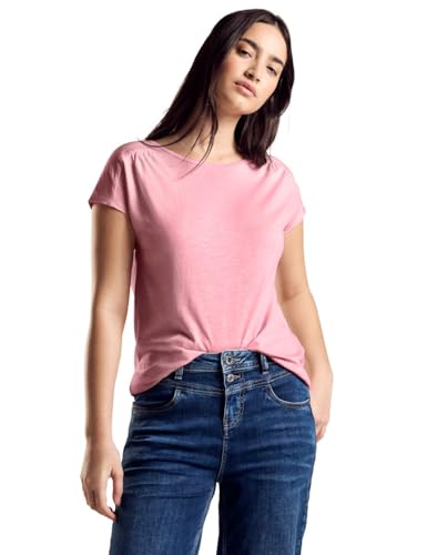 STREET ONE Damen T-Shirt mit Raffung A321657, Fun Peach, 46 von STREET ONE