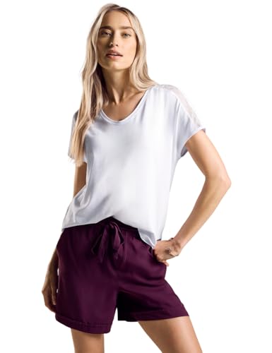 STREET ONE Damen A321790 T-Shirt mit Spitze,Weiß,36 von STREET ONE