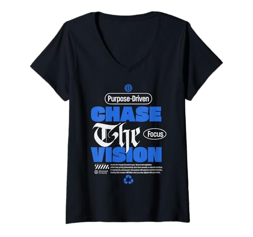 Damen Chase The Vision — Statement zur urbanen Streetwear T-Shirt mit V-Ausschnitt von Street Style Collective