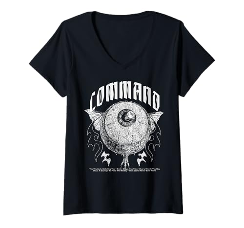 Damen Command Eye — Statement zur urbanen Streetwear T-Shirt mit V-Ausschnitt von Street Style Collective