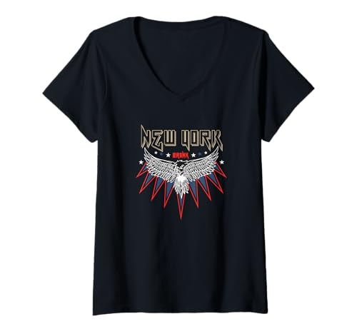 Damen Eagle Wings Freedom New York - Städte in den Vereinigten Staaten T-Shirt mit V-Ausschnitt von Street Style Collective