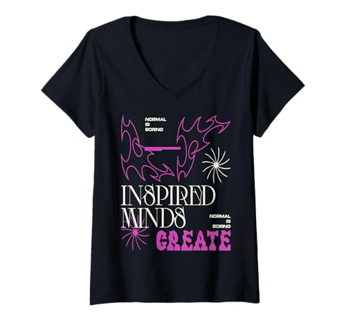 Damen Inspired Minds — Statement zur urbanen Streetwear T-Shirt mit V-Ausschnitt von Street Style Collective