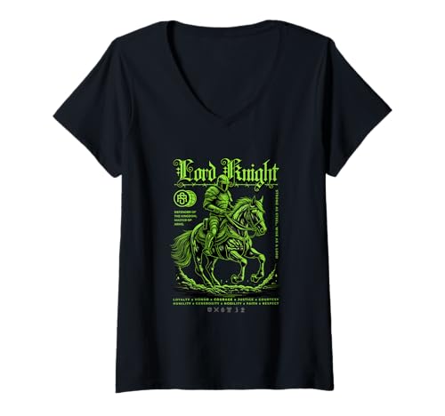 Damen Mythical Lord Knight - Kühne urbane Ästhetik T-Shirt mit V-Ausschnitt Damen Mythical Lord Knight - Kühne urbane Ästhetik T-Shirt mit V-Ausschnitt von Street Style Collective