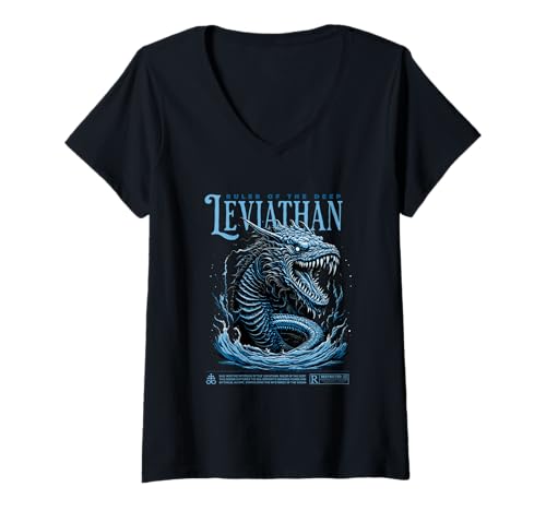Damen Mythischer Leviathan — Kühne Urbane Ästhetik T-Shirt mit V-Ausschnitt von Street Style Collective