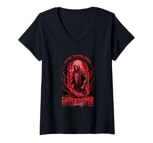 Damen Mythischer Torwächter - Kühne urbane Ästhetik T-Shirt mit V-Ausschnitt Damen Mythischer Torwächter - Kühne urbane Ästhetik T-Shirt mit V-Ausschnitt von Street Style Collective