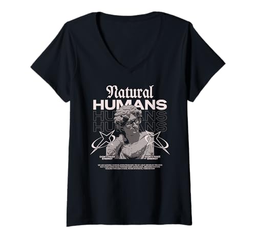 Damen Natural Humans — Statement zur urbanen Streetwear T-Shirt mit V-Ausschnitt von Street Style Collective