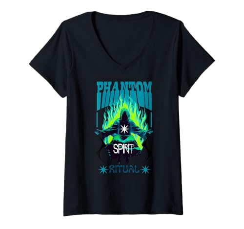 Damen Phantom — Statement zur urbanen Streetwear T-Shirt mit V-Ausschnitt von Street Style Collective