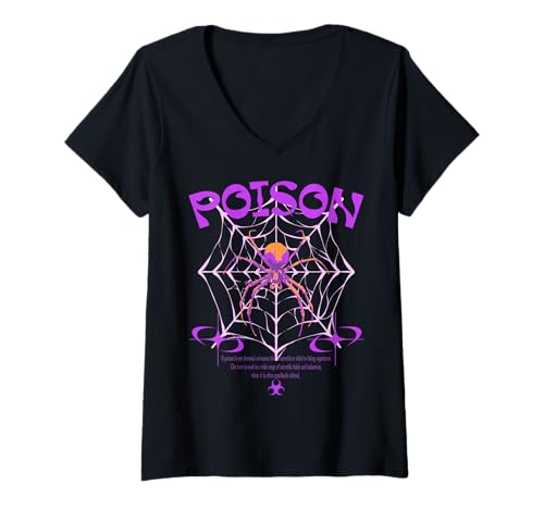 Damen Poison Spider — Statement zur urbanen Streetwear T-Shirt mit V-Ausschnitt von Street Style Collective