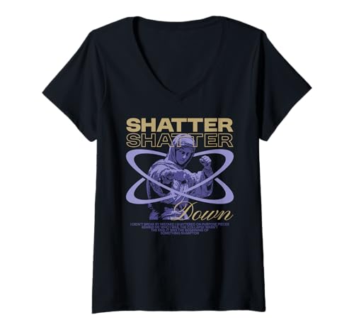 Damen Shatter — Statement zur urbanen Streetwear T-Shirt mit V-Ausschnitt von Street Style Collective
