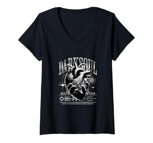 Damen Streetwear Darksoul - Kühne urbane Ästhetik T-Shirt mit V-Ausschnitt Damen Streetwear Darksoul - Kühne urbane Ästhetik T-Shirt mit V-Ausschnitt von Street Style Collective
