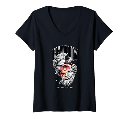 Damen Streetwear Reality — Mutige Urbane Ästhetik T-Shirt mit V-Ausschnitt Damen Streetwear Reality — Mutige Urbane Ästhetik T-Shirt mit V-Ausschnitt von Street Style Collective