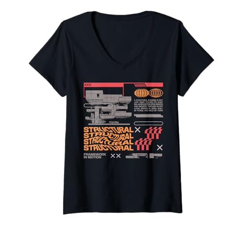 Damen Structural — Statement zur urbanen Streetwear T-Shirt mit V-Ausschnitt von Street Style Collective
