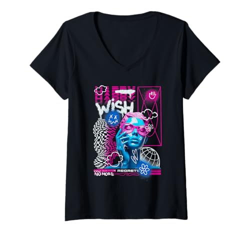 Damen Wish — Statement zur urbanen Streetwear T-Shirt mit V-Ausschnitt von Street Style Collective