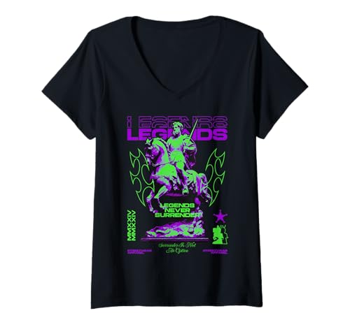 Damen Y2K Legends - Kühne Urbane Graffiti-Ästhetik T-Shirt mit V-Ausschnitt Damen Y2K Legends - Kühne Urbane Graffiti-Ästhetik T-Shirt mit V-Ausschnitt von Street Style Collective
