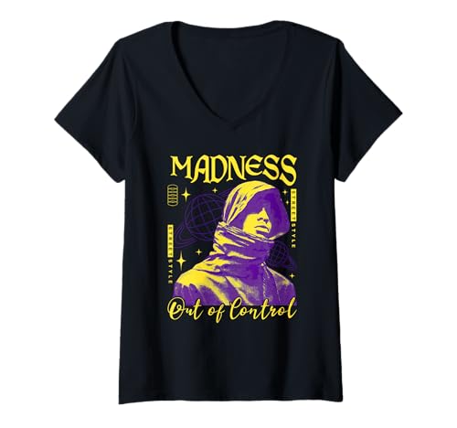 Damen Y2K Madness - Kühne urbane Graffiti-Ästhetik T-Shirt mit V-Ausschnitt Damen Y2K Madness - Kühne urbane Graffiti-Ästhetik T-Shirt mit V-Ausschnitt von Street Style Collective