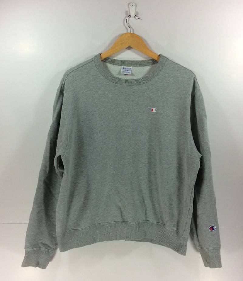 Vintage Champion Plain Small Logo Streetwear 90Er Jahre Hip Hop Style L Grau Sweatshirt von StreetVintage77