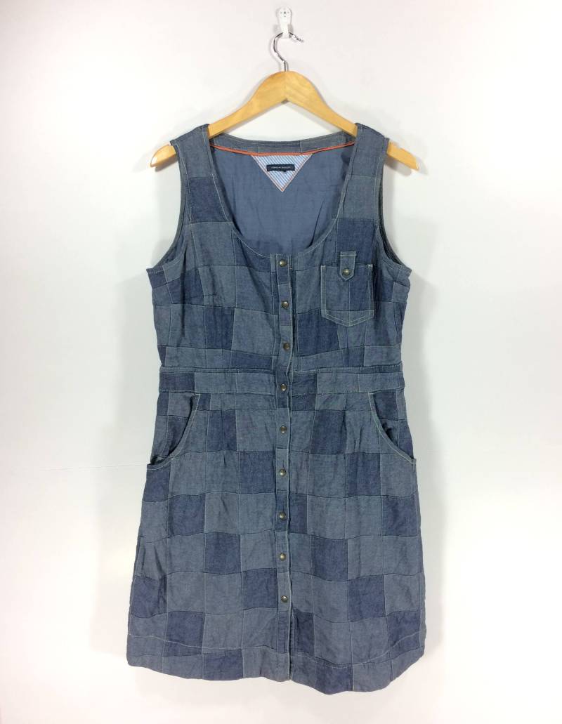 Vintage Tommy Hilfiger Jeans Patch Work Swag 90Er Jahre Hip Hop Style Damen Streetwear Seltenes Kleid von StreetVintage77