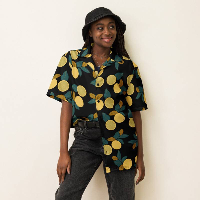 Lemon Print Sommer Shirt Upf 50 Floral Unisex Top von StreetVoggie