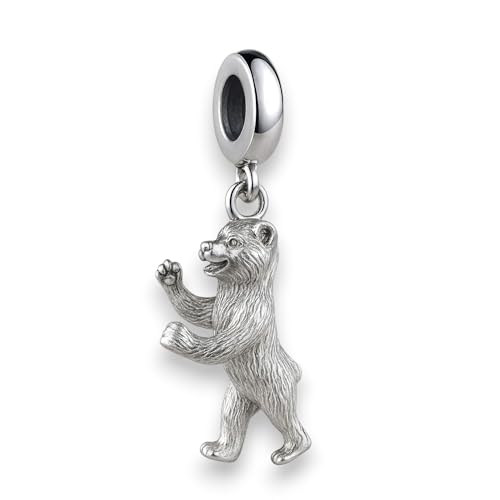 Streetculture Bär Berlin Hauptstadt Wappen Berliner Schmuck Sehenswürdigkeiten Deutschland Europa Charm Anhänger für Bettelarmband Kette Ring Zubehör 925 Silber Geschenkidee Sterlingsilber von Streetculture